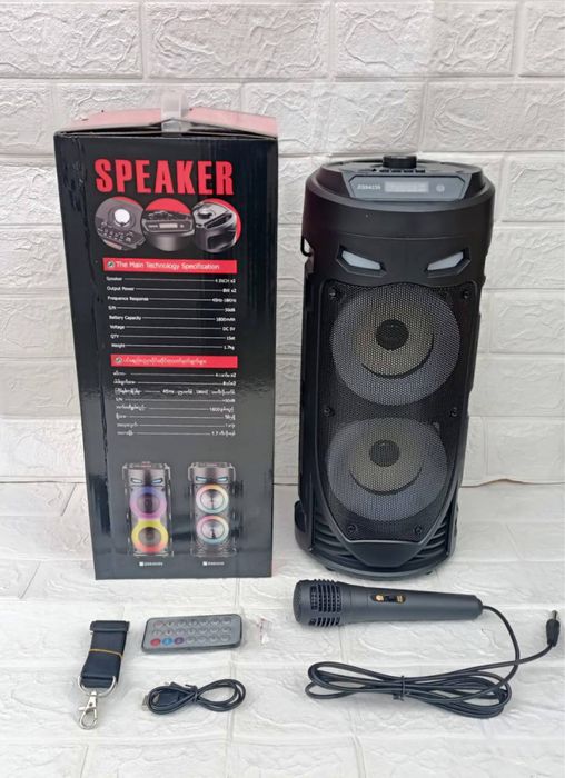 Колонка беспроводная ZQS 4239 с микрофоном для караоке, с подсветкой: 7 ...