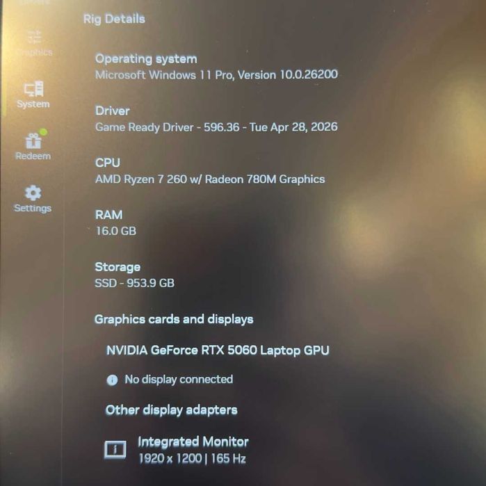 Laptop GIGABYTE Gaming A16 GA63H AMD Ryzen 7 260 RAM 16GB DDR5 SSD 1TB GeForce RTX 5060 8GB | TrueGSM