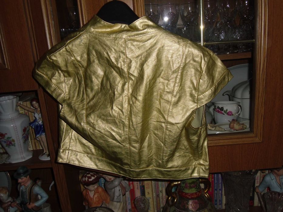vesta piele ,noua, auriu metalizat