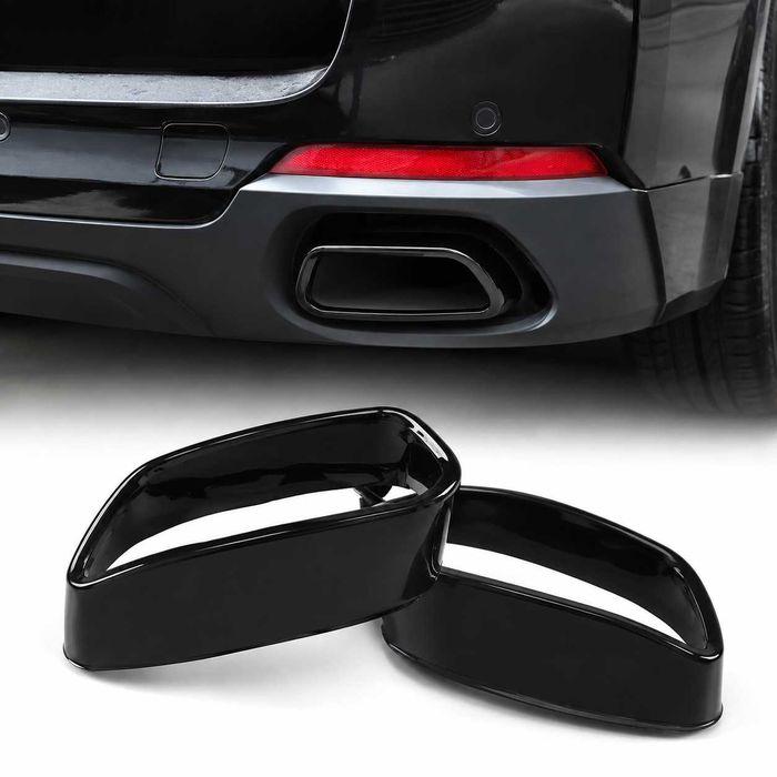Ornamente Evacuari Tobe BMW X5 F15 X6 F16 M Sport, Atasamente Evacuare Tips Tipsuri, Negru Lucios