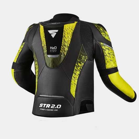 Кожено мото яке SHIMA STR 2.0 Fluo/Black гърбица,протектори,вентилация