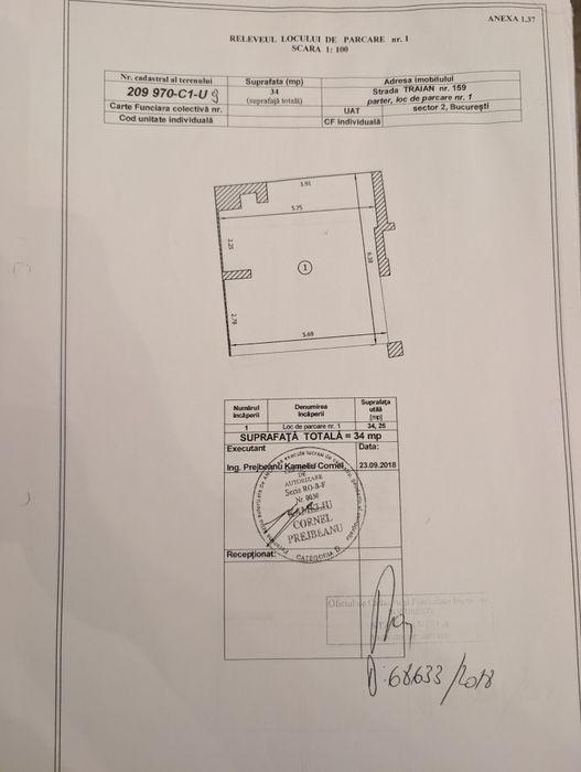 De vânzare 2 locuri de parcare și 2 camere tehnice(demisol)