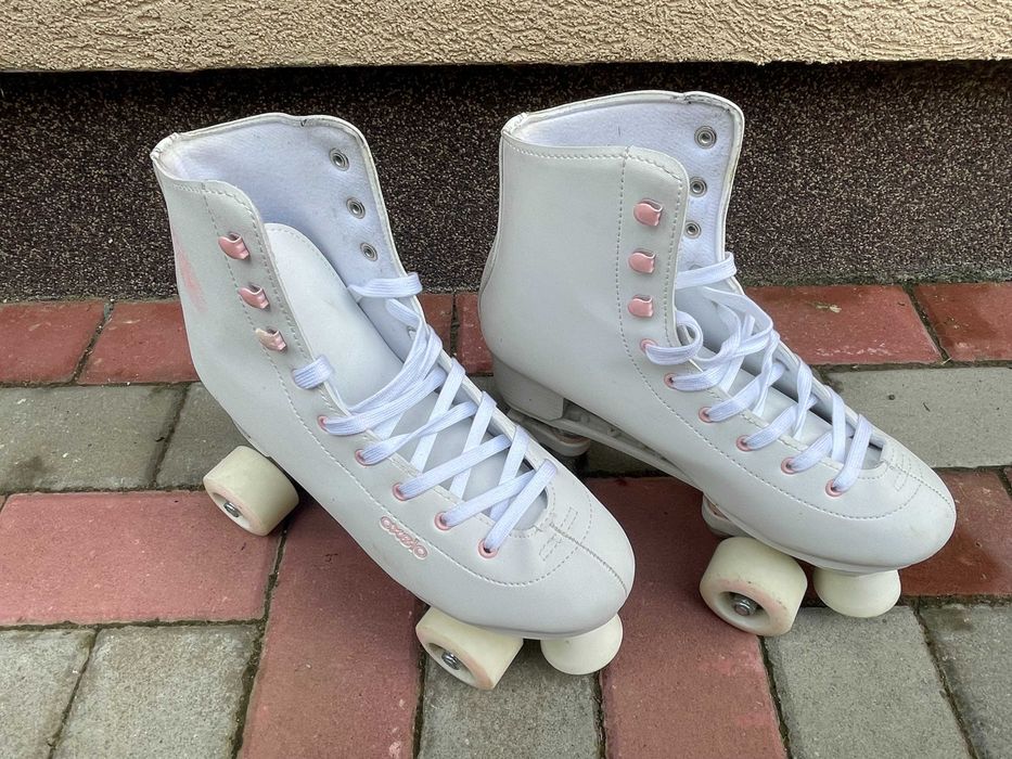 Patine cu rotile QUAD 100 Albe (role cu 4 roti), marime 41