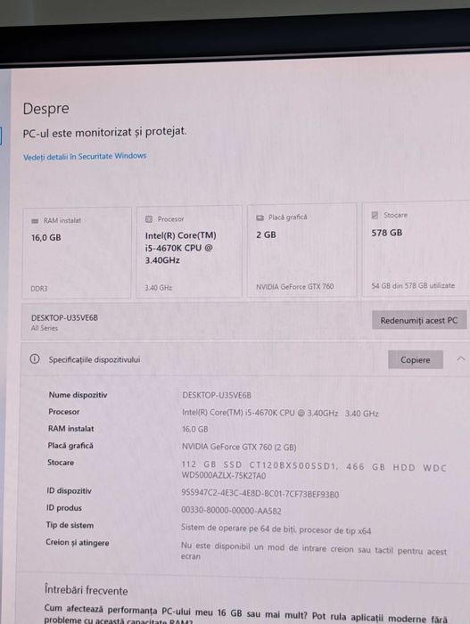 Calculator pc, Silverstone, Intel i5-4670K, ram 16Gb, Nvidia GTX 760