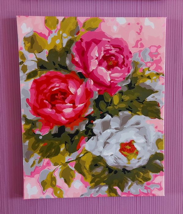 Живопись акрилом на холсте. Картина отличный подарок. "Розы"