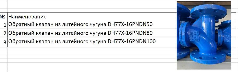 Обратный клапан из литейного чугуна DH77X-16