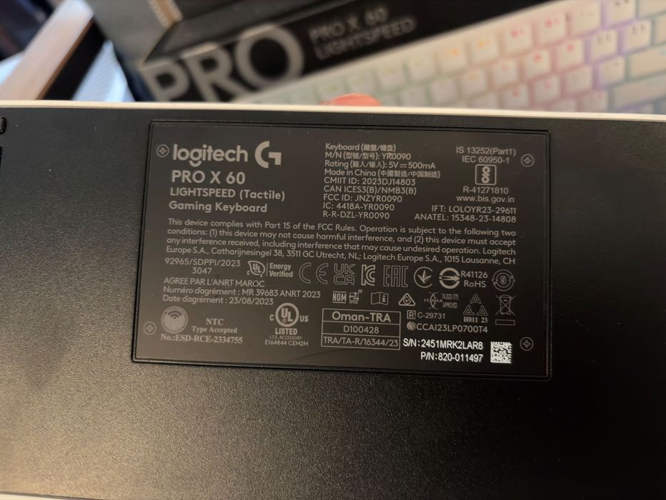 Tastatură gaming Logitech PRO X 60 Alba