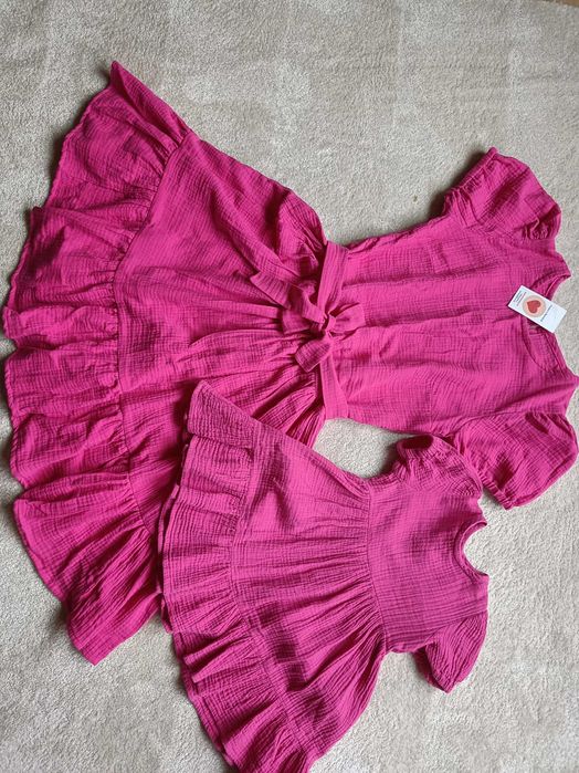 Set Inimioara, rochie mama-fiica, muselina, 38/M-98/3A