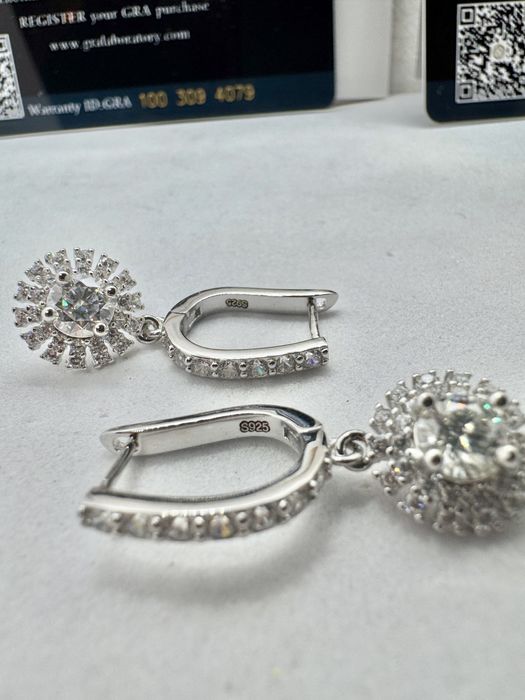 Сребърни обеци с мойсанит (Диамант) 0.5 карата