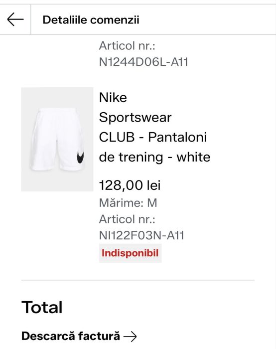 Pantaloni scurți nike albi (doar cu avans)