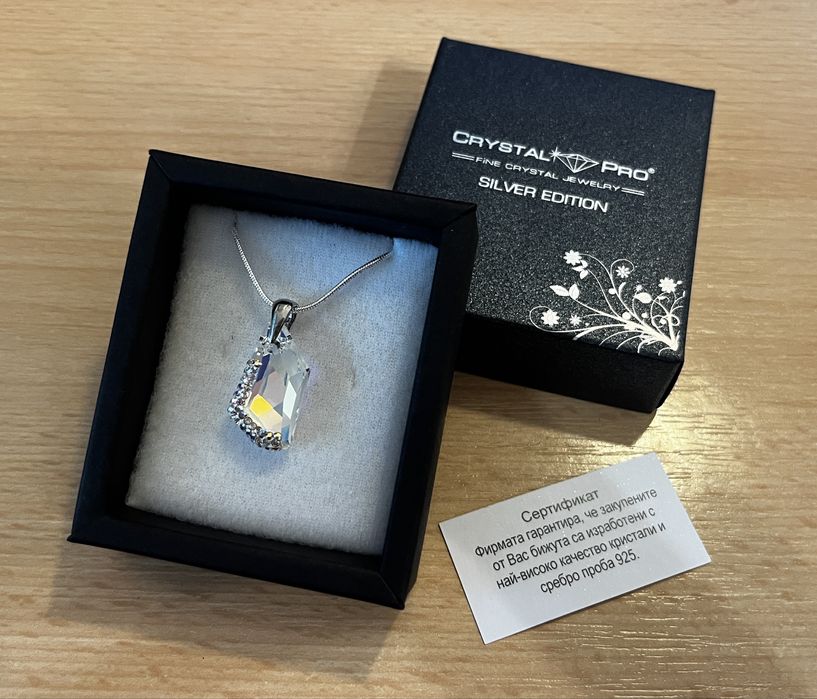 Сребърен гердан Сваровски кристали Swarovski
