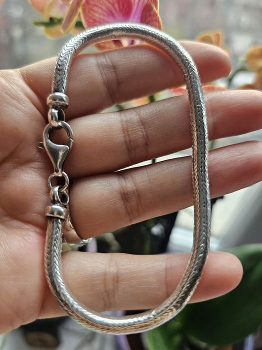 Сребърна гривна плетка тип змийска верига