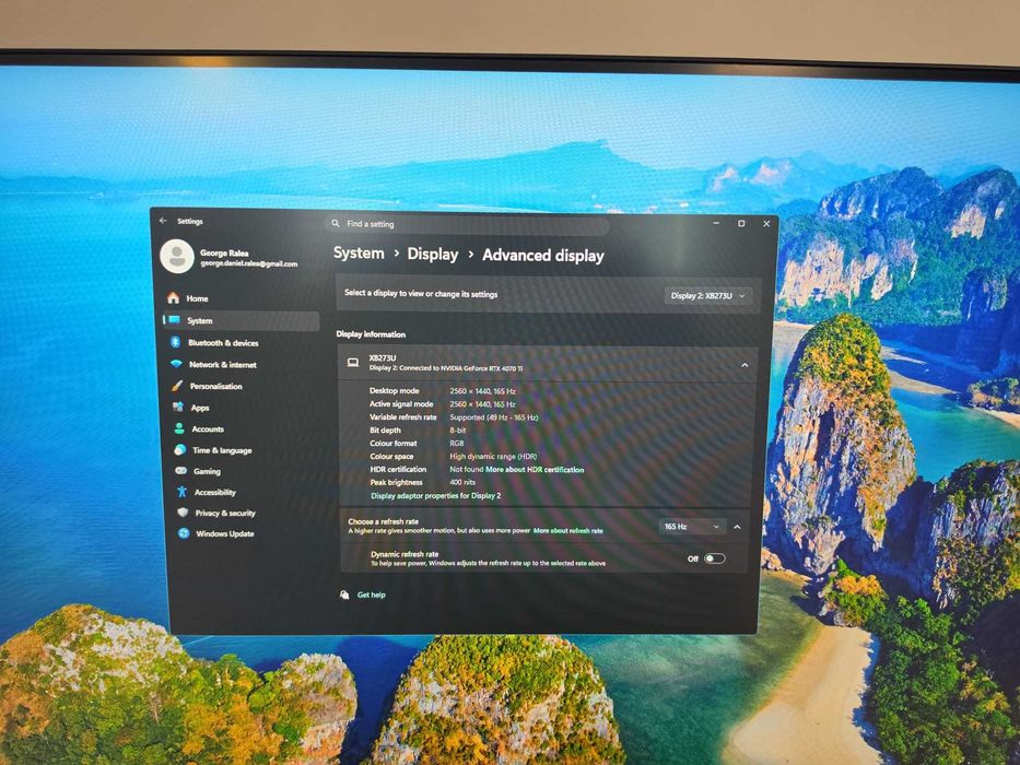 Monitor Acer Predator XB273U GS 27" QHD IPS 165Hz G-SYNC HDR400 | Stare impecabilă | Fără pixeli morți