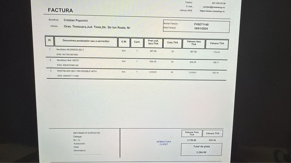 Curea Montblanc Reversibila