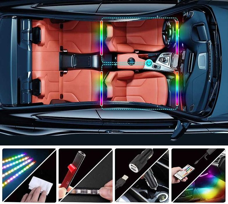 Интериорно 48 LED амбиентно осветление за автомобил 12V.