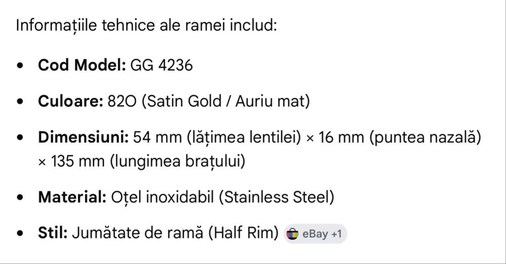Gucci rama de ochelari noua