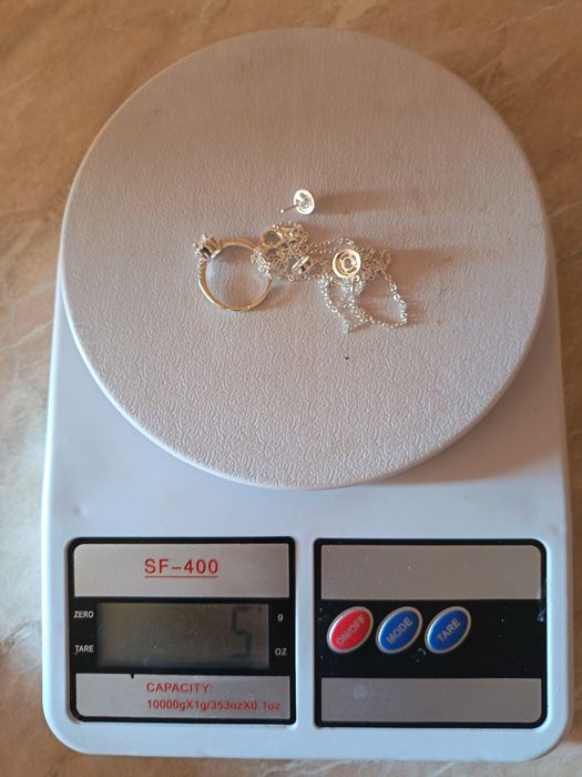 Серебро 925 проба комплект цепочка, кулон, серёжки, кольцо,