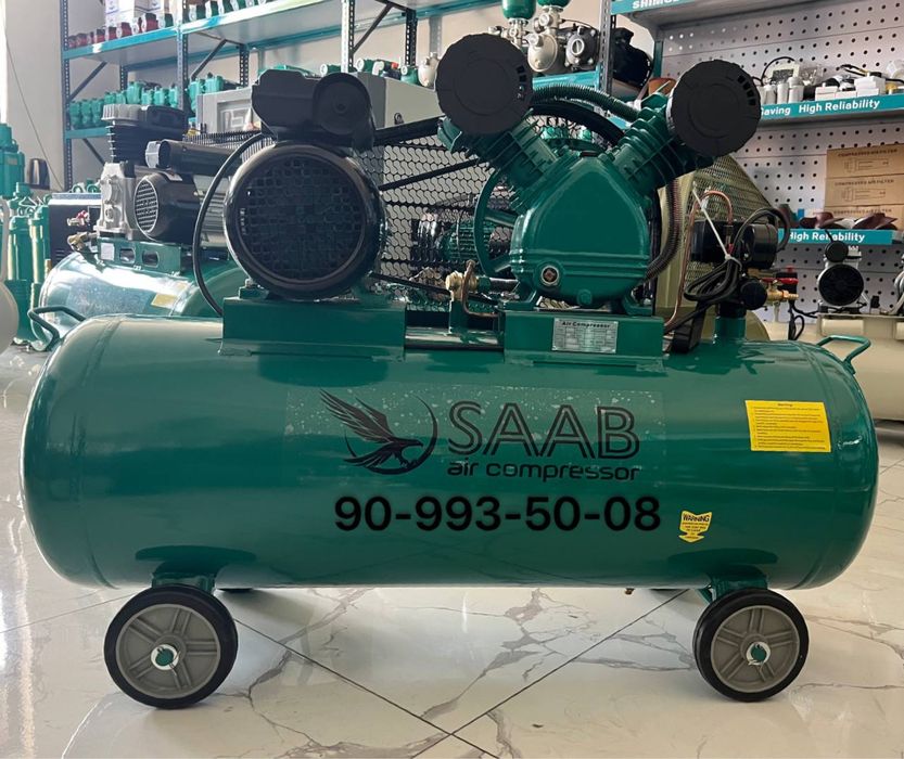SAAB 100L воздушный поршневой ременли масляний компрессор ГАРАНТИЯЛИ
