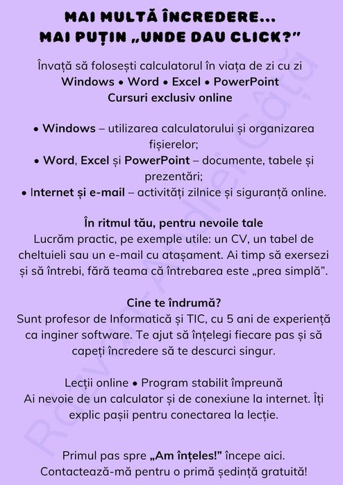 Meditatii Informatica si Cursuri de utilizare a calculatorului și Microsoft Office