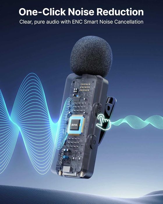 Нов BOYA BY-V3 безжичен микрофон за iPhone Android шумофилтър за влог