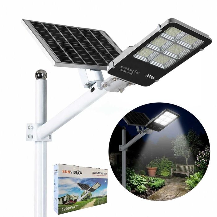 Улична соларна лампа с панел и стойка 2200W SUNVISION