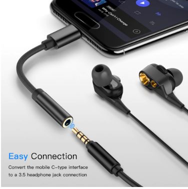 Преходник USB type C към 3.5 жак за слушалки тип C