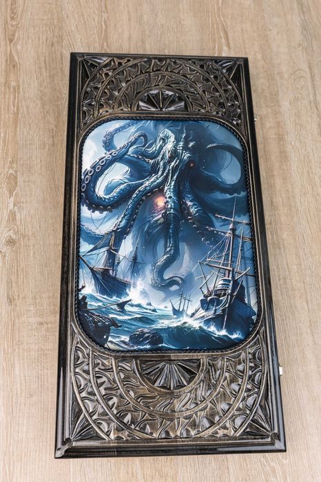 Нарди от масивно дърво с резба – ръчна изработка 58×28 см 7.5 кг