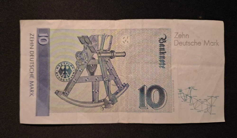 Bancnota 10 marci germane, Zehn Deutsche Mark, 1999