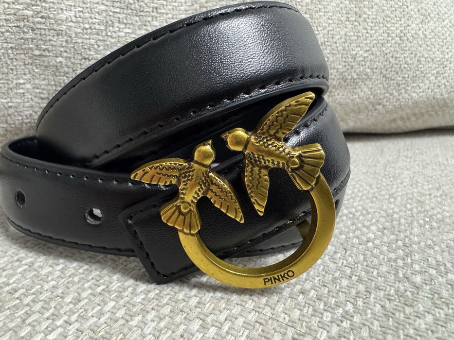 Черен кожен колан pinko