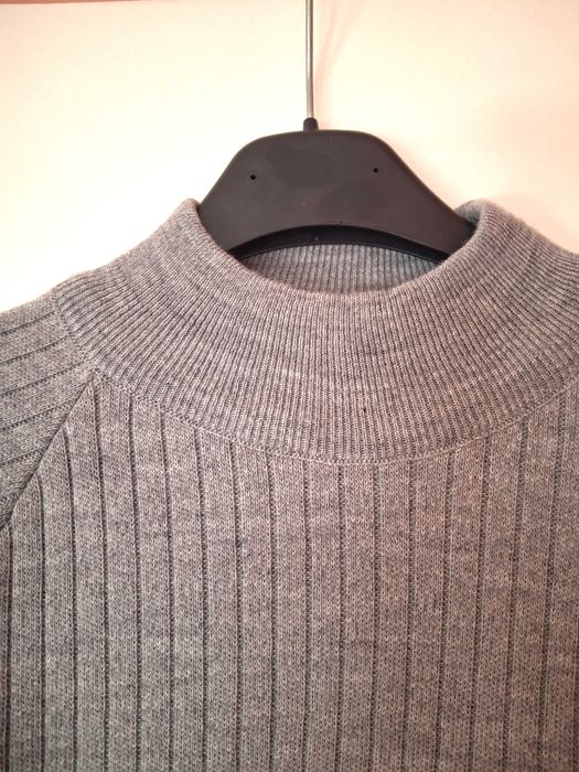 Дамска блузка пуловер плетиво с дълъг ръкав цвят сив рзмер S