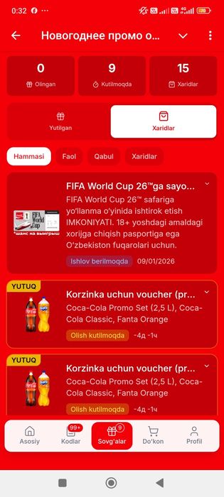 FIFA WORLD CUP chempionatidagi imkoniyat chipta