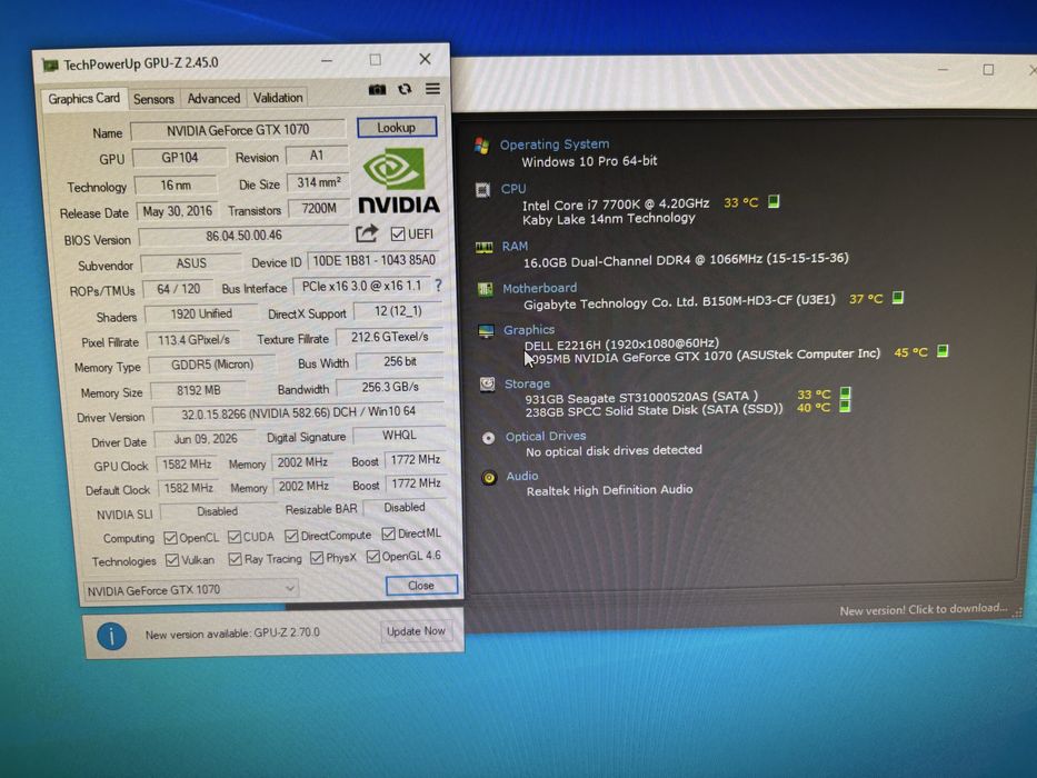PC Gaming i7 7700K 16GB GTx 1070 8GB CS2 FiveM