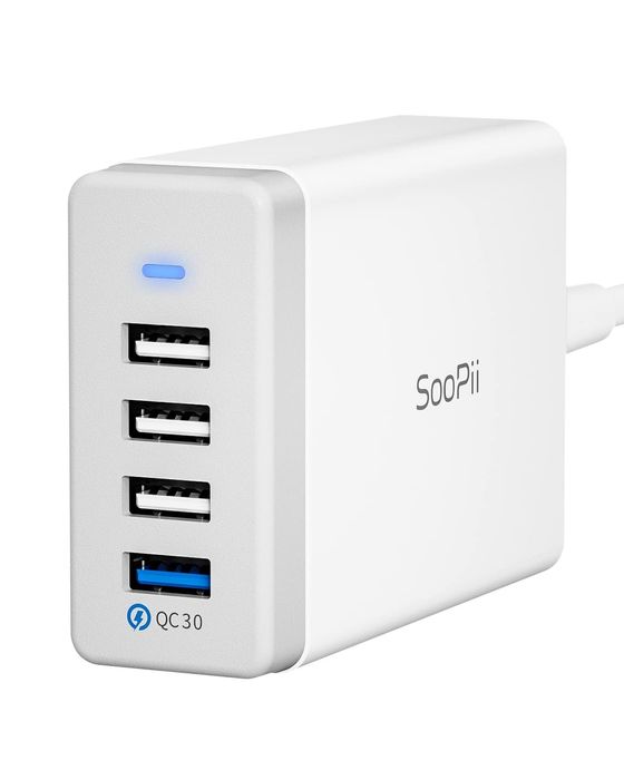 SooPii 40W USB зарядно за зареждане 4-портова USB зарядна станция