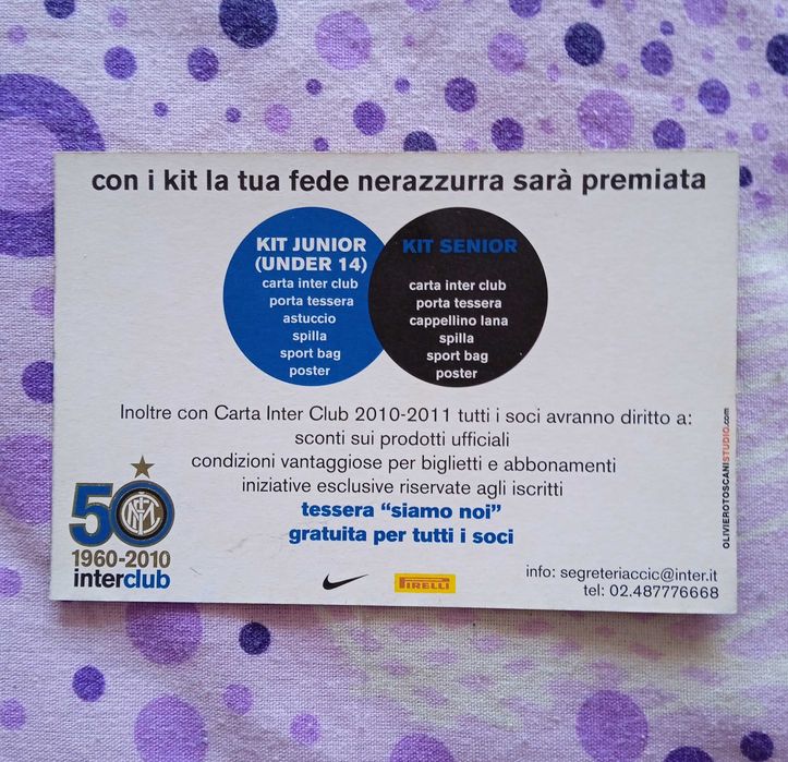 INTER MILANO 2010 TRIPLETE фенски лот картичка+клубна програма 2010-11