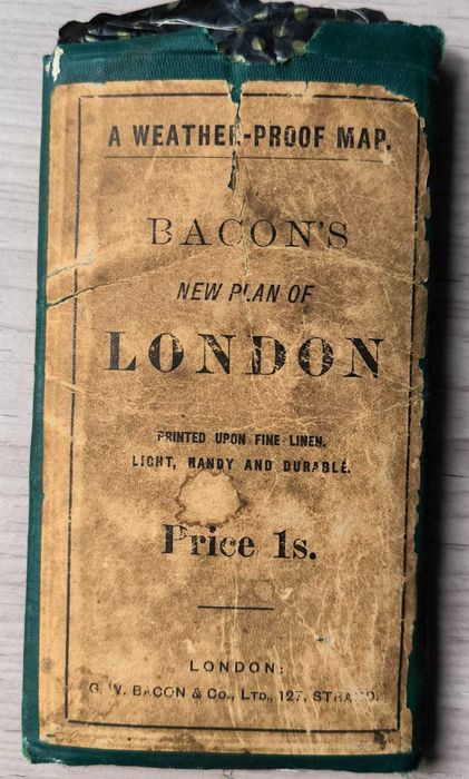 Harta Londra, sfarsit secol XIX, impimata pe pânză  65 / 50cm.