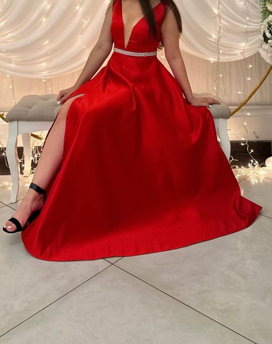 Rochie lungă de nuntă, roșie