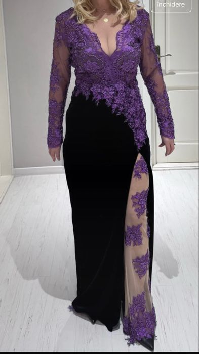 Rochie catifea si dantela