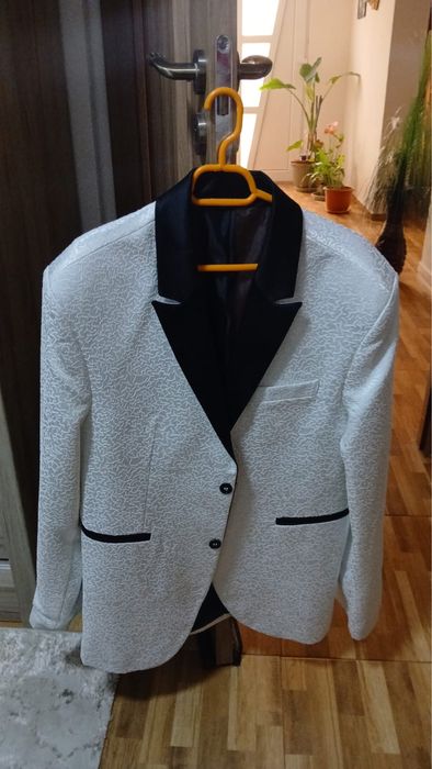 Vand sacou alb material satin