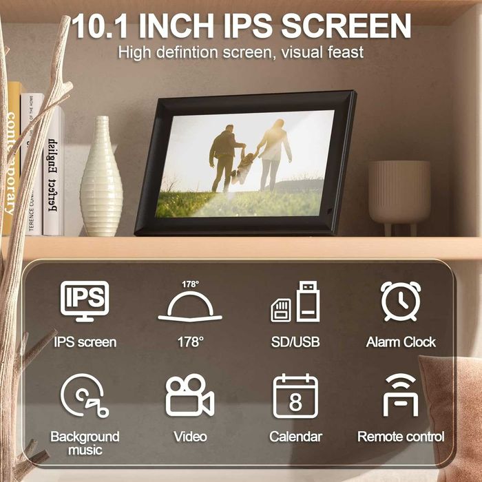 OBVHNUA 10.1-инчова цифрова фоторамка 128 GB с дистанционно