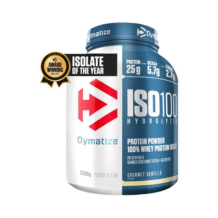 Dymatize ISO 100 Hydrolyzed 2264 g gourmet vanilla суроватъчен протеин първо качество
