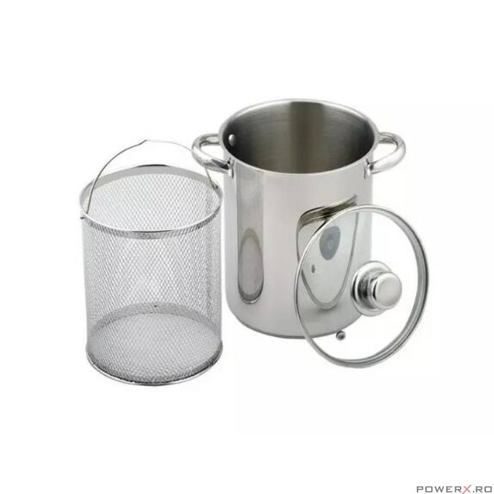 Oala din inox cu cos pentru gatit la abur, pentru sparanghel, legume,