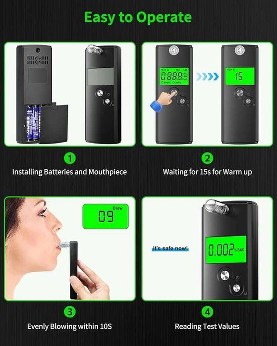 Akdomart  Полицейски точен алкотестер  с 10  миещи се мундщука