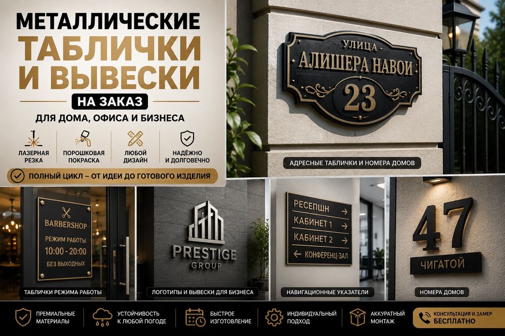Таблички из металла | Адресные, офисные, фасадные