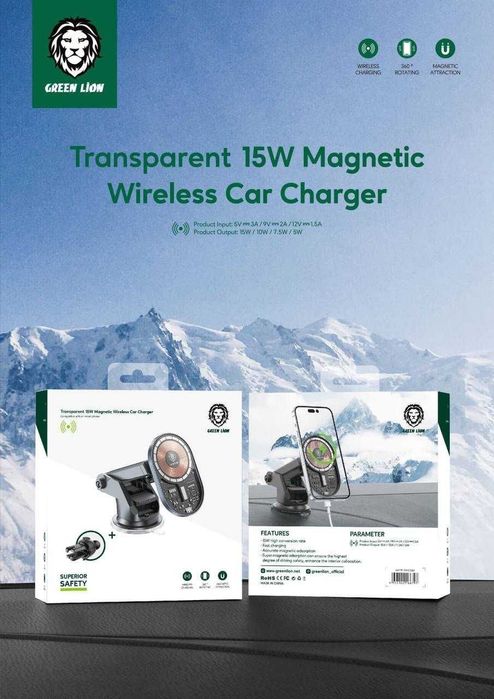 Holdir Green Lion Магнитный Авто Держатель MagSafe 15W For iPhone 15/