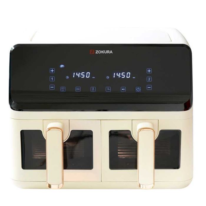 Friteuză dublă cu aer cald, 8 L, 1350+1350 W, Bej