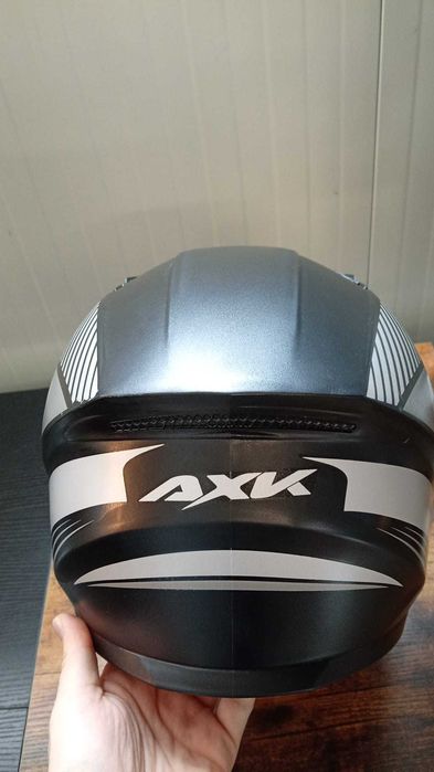 Casca Moto/Scuter/ATV, Viziera Dubla, Negru Argintiu, Marime universala 59-62 cm