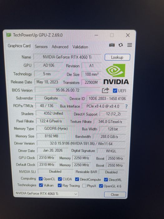 Продам rtx 4060ti 8gb