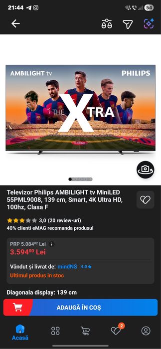 Philips ambilight tv miniled 55PML9008,139cm,smart,4k ultra hd