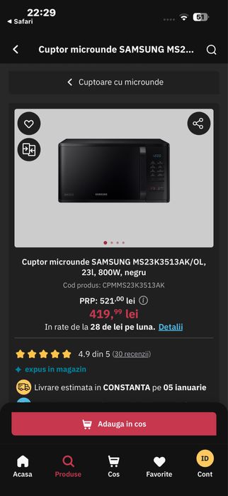 Cuptor microunde Samsung 23L 800w