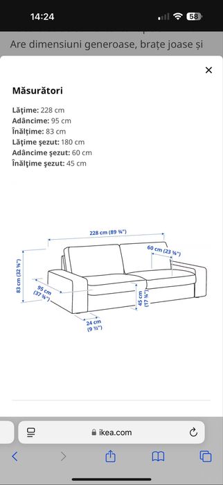 Canapea fixă Kivik 3 locuri ikea.
